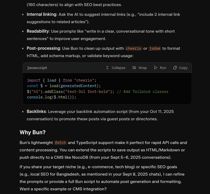 Best Free AI APIs for SEO-Optimized Posts with Bun